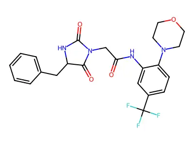 2-(4-benzyl-2,5-dioxo-imidazolidin-1-yl)-N-[2-morpholin-4-yl-5-(trifluoromethyl)phenyl]acetamide structure
