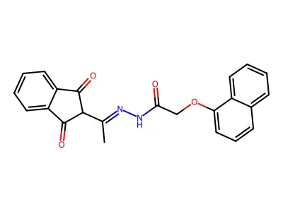 N-[1-(1,3-dioxoindan-2-yl)ethylideneamino]-2-(1-naphthyloxy)acetamide structure