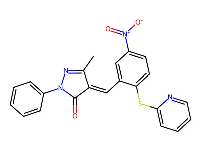 3-Methyl-4-(5-nitro-2-(pyridin-2-ylthio)benzylidene)-1-Phenyl-1H-pyrazol-5(4H)-one structure