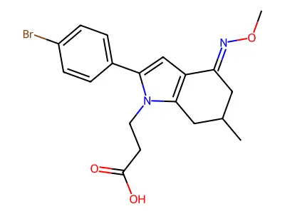 3-[2-(4-bromophenyl)-4-methoxyimino-6-methyl-6,7-dihydro-5H-indol-1-yl]propanoic Acid structure
