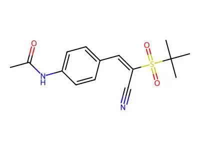 N-[4-(2-tert-butylsulfonyl-2-cyano-vinyl)phenyl]acetamide structure