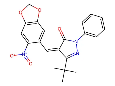 5-Tert-butyl-4-[(6-nitro-1,3-benzodioxol-5-yl)methylidene]-2-phenylpyrazol-3-one structure