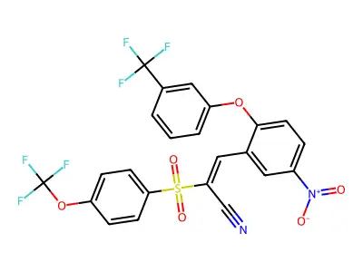 3-(5-NITRO-2-(3-(TRIFLUOROMETHYL)PHENOXY)PHENYL)-2-((4-(TRIFLUOROMETHOXY)PHENYL)SULFONYL)PROP-2-ENENITRILE structure