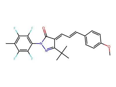 5-tert-butyl-4-[3-(4-methoxyphenyl)prop-2-enylidene]-2-(2,3,5,6-tetrafluoro-4-methylphenyl)pyrazol-3-one structure