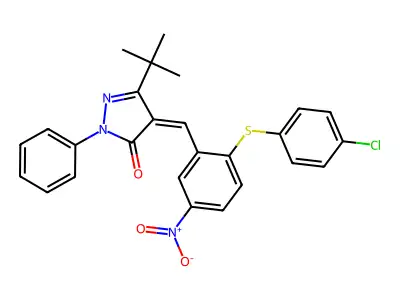 3-(TERT-BUTYL)-4-((2-(4-CHLOROPHENYLTHIO)-5-NITROPHENYL)METHYLENE)-1-PHENYL-2-PYRAZOLIN-5-ONE structure
