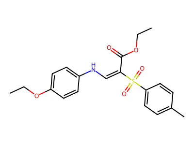 Ethyl 3-(4-ethoxyanilino)-2-(p-tolylsulfonyl)prop-2-enoate structure
