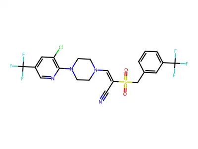 3-(4-(3-CHLORO-5-(TRIFLUOROMETHYL)(2-PYRIDYL))PIPERAZINYL)-2-((3-(TRIFLUOROMETHYL)BENZYL)SULFONYL)PROP-2-ENENITRILE structure