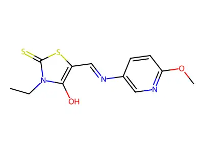 3-ETHYL-5-(((6-METHOXY(3-PYRIDYL))AMINO)METHYLENE)-2-THIOXO-1,3-THIAZOLIDIN-4-ONE structure