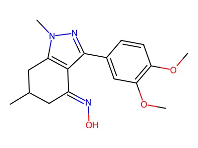 3-(3,4-dimethoxyphenyl)-1,6-dimethyl-6,7-dihydro-5H-indazol-4-one oxime structure