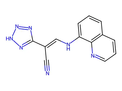 3-[(quinolin-8-yl)amino]-2-(2H-1,2,3,4-tetrazol-5-yl)prop-2-enenitrile structure