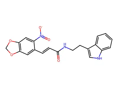 N-[2-(1H-indol-3-yl)ethyl]-3-(6-nitro-1,3-benzodioxol-5-yl)prop-2-enamide structure