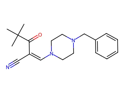 2-[(4-Benzylpiperazin-1-yl)methylidene]-4,4-dimethyl-3-oxopentanenitrile structure