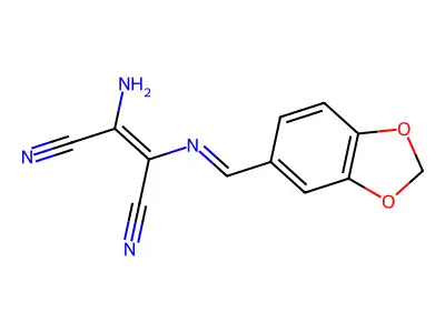 2-amino-3-{[(2H-1,3-benzodioxol-5-yl)methylidene]amino}but-2-enedinitrile structure