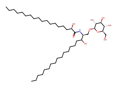 Glucosyl-N-(2-hydroxyoctadecanoyl)dihydrosphingosine structure