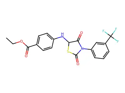 Ethyl 4-((2,4-dioxo-3-(3-(trifluoromethyl)phenyl)thiazolidin-5-yl)amino)benzoate structure