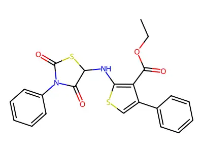ethyl 2-[(2,4-dioxo-3-phenyl-1,3-thiazolidin-5-yl)amino]-4-phenylthiophene-3-carboxylate structure