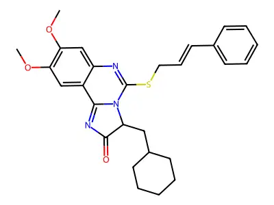 3-(cyclohexylmethyl)-8,9-dimethoxy-5-(3-phenylprop-2-enylsulfanyl)-3H-imidazo[1,2-c]quinazolin-2-one structure