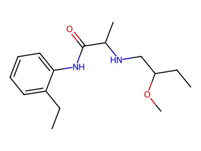 Propionanilide, 2'-ethyl-2-(2-methoxybutylamino)- structure