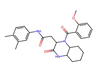 N-(3,4-dimethylphenyl)-2-{1-[(2-methoxyphenyl)carbonyl]-3-oxodecahydroquinoxalin-2-yl}acetamide structure