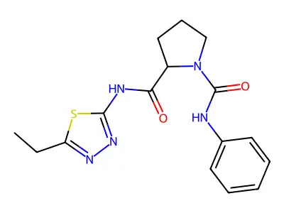 N~2~-(5-ethyl-1,3,4-thiadiazol-2-yl)-N~1~-phenylpyrrolidine-1,2-dicarboxamide structure