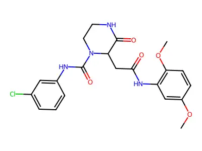 N-(3-chlorophenyl)-2-{2-[(2,5-dimethoxyphenyl)amino]-2-oxoethyl}-3-oxopiperazine-1-carboxamide structure