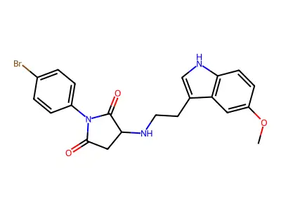 1-(4-bromophenyl)-3-{[2-(5-methoxy-1H-indol-3-yl)ethyl]amino}pyrrolidine-2,5-dione structure