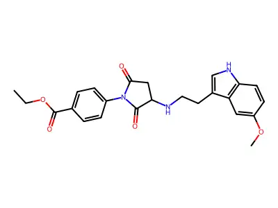ethyl 4-(3-{[2-(5-methoxy-1H-indol-3-yl)ethyl]amino}-2,5-dioxopyrrolidin-1-yl)benzoate structure