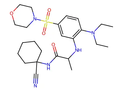 N-(1-cyanocyclohexyl)-2-[(2-diethylamino-5-morpholin-4-ylsulfonyl-phenyl)amino]propanamide structure