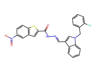 5-Nitrobenzo[b]thiophene-2-carboxylic acid 2-[[1-[(2-fluorophenyl)methyl]-1H-indol-3-yl]methylene]hydrazide structure