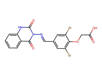 2-[2,6-dibromo-4-[(2,4-dioxo-1H-quinazolin-3-yl)iminomethyl]phenoxy]acetic Acid structure