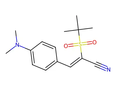 3-[4-(Dimethylamino)phenyl]-2-(2-methylpropane-2-sulfonyl)prop-2-enenitrile structure