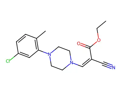 Ethyl 3-[4-(5-chloro-2-methyl-phenyl)piperazin-1-yl]-2-cyano-prop-2-enoate structure