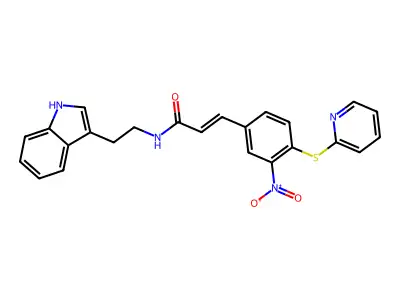 N-(2-Indol-3-ylethyl)-3-(3-nitro-4-(2-pyridylthio)phenyl)prop-2-enamide structure