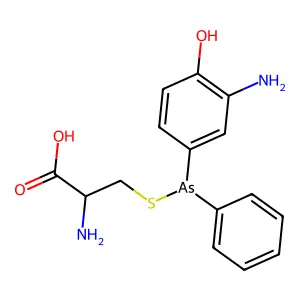 Alanine, 3-(((3-amino-4-hydroxyphenyl)phenylarsino)thio)- structure