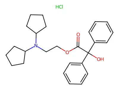 Benzilic acid, 2-(dicylopentylamino)ethyl ester, hydrochloride structure