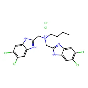 Benzimidazole, 2,2'-(N-butyliminodimethylene)bis(5,6-dichloro-, dihydrochloride structure