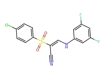 2-(4-Chlorophenyl)sulfonyl-3-(3,5-difluoroanilino)prop-2-enenitrile structure