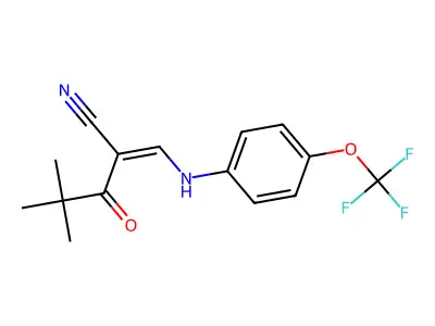 2-(2,2-Dimethylpropanoyl)-3-((4-(trifluoromethoxy)phenyl)amino)prop-2-enenitrile structure