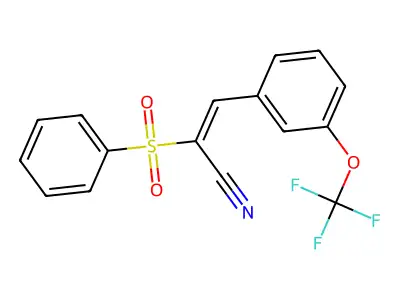 (E)-2-(phenylsulfonyl)-3-[3-(trifluoromethoxy)phenyl]-2-propenenitrile structure