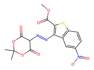 METHYL 3-((4,4-DIMETHYL-2,6-DIOXO(3,5-DIOXANYL))DIAZENYL)-5-NITROBENZO[B]THIOPHENE-2-CARBOXYLATE structure
