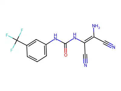 N-(2-amino-1,2-dinitrilovinyl)((3-(trifluoromethyl)phenyl)amino)formamide structure