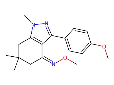 N-methoxy-3-(4-methoxyphenyl)-1,6,6-trimethyl-5,7-dihydroindazol-4-imine structure