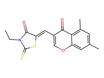 5-((5,7-DIMETHYL-4-OXO(4H-CHROMEN-3-YL))METHYLENE)-3-ETHYL-2-THIOXO-1,3-THIAZOLIDIN-4-ONE structure