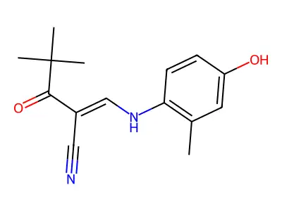 2-(2,2-Dimethylpropanoyl)-3-((4-hydroxy-2-methylphenyl)amino)prop-2-enenitrile structure