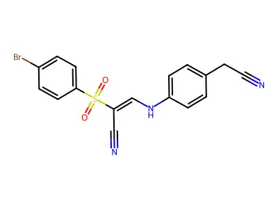 2-(4-Bromophenyl)sulfonyl-3-[4-(cyanomethyl)anilino]prop-2-enenitrile structure