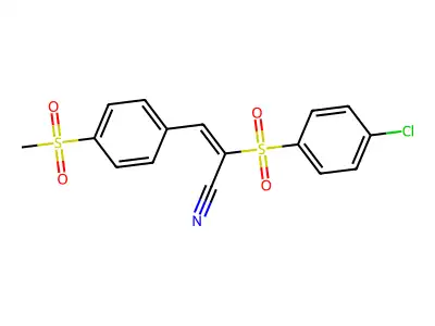 (E)-2-[(4-chlorophenyl)sulfonyl]-3-[4-(methylsulfonyl)phenyl]-2-propenenitrile structure