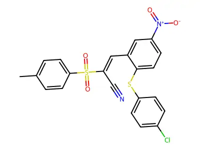 3-(2-(4-CHLOROPHENYLTHIO)-5-NITROPHENYL)-2-((4-METHYLPHENYL)SULFONYL)PROP-2-ENENITRILE structure