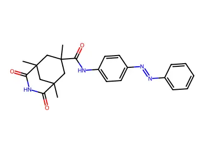 1,5,7-trimethyl-2,4-dioxo-N-(4-phenyldiazenylphenyl)-3-azabicyclo[3.3.1]nonane-7-carboxamide structure
