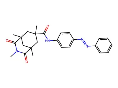 1,3,5,7-tetramethyl-2,4-dioxo-N-(4-phenyldiazenylphenyl)-3-azabicyclo[3.3.1]nonane-7-carboxamide structure