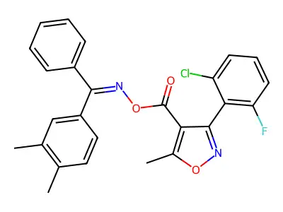 1-aza-2-(3,4-dimethylphenyl)-2-phenylvinyl 3-(6-chloro-2-fluorophenyl)-5-methylisoxazole-4-carboxylate structure